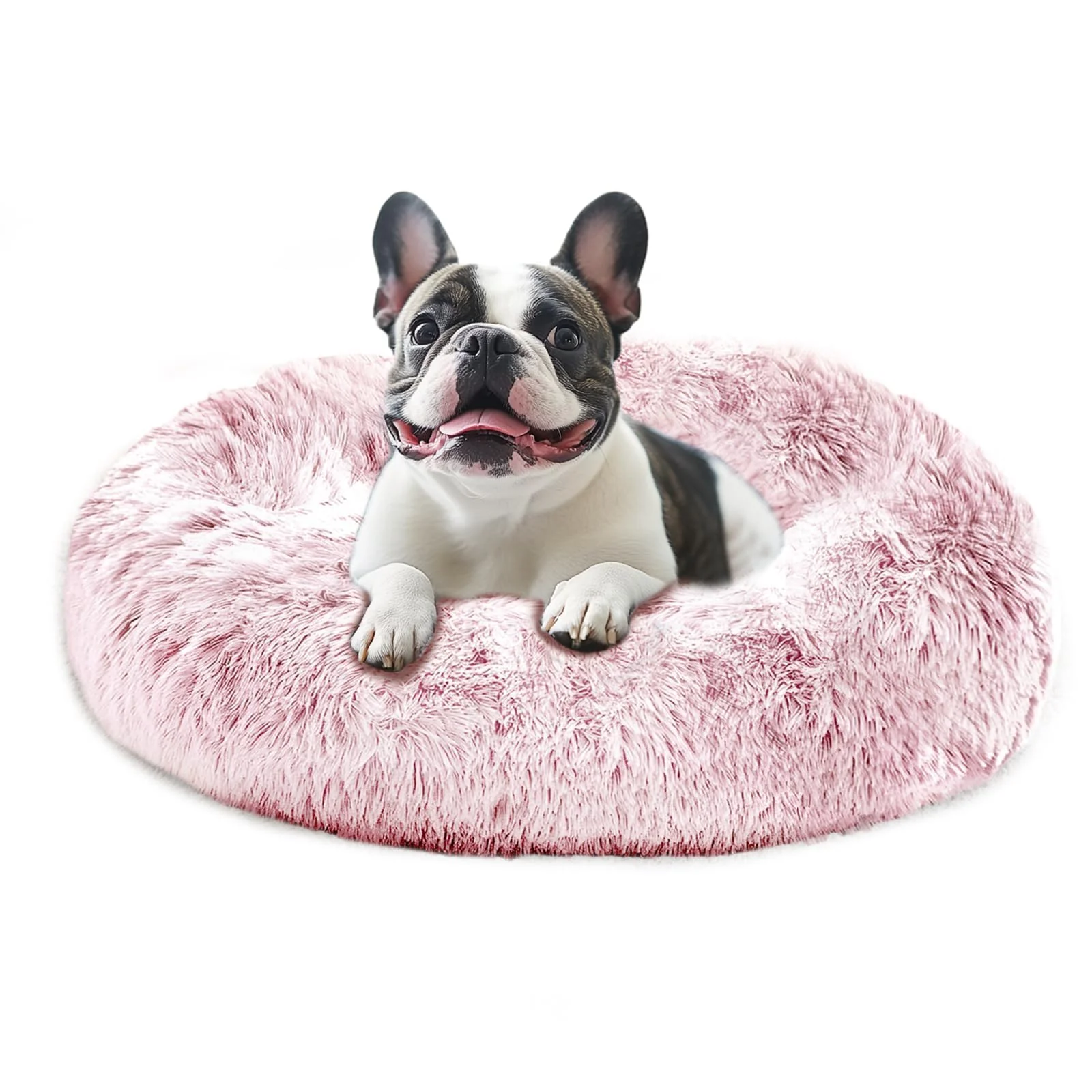 Responsible JOLLYVOGUE Calming Donut Dog Bed - Medium 31-Inch Up to 45 lbs - Smoke Pink Versatile