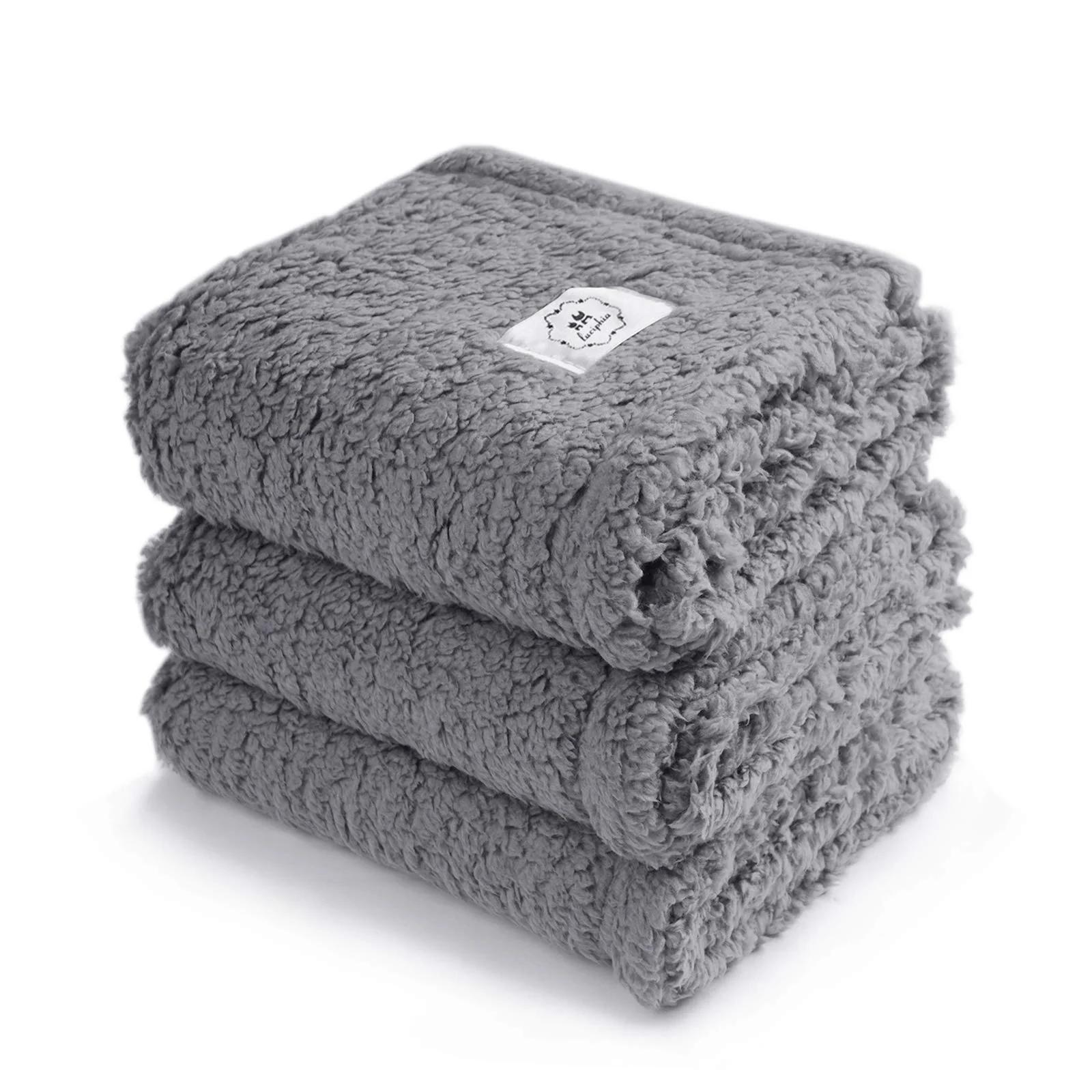 Safe Luciphia 1 Pack 3 Calming Blankets — Fluffy Fleece Pet Throws Grey Large High-Grade