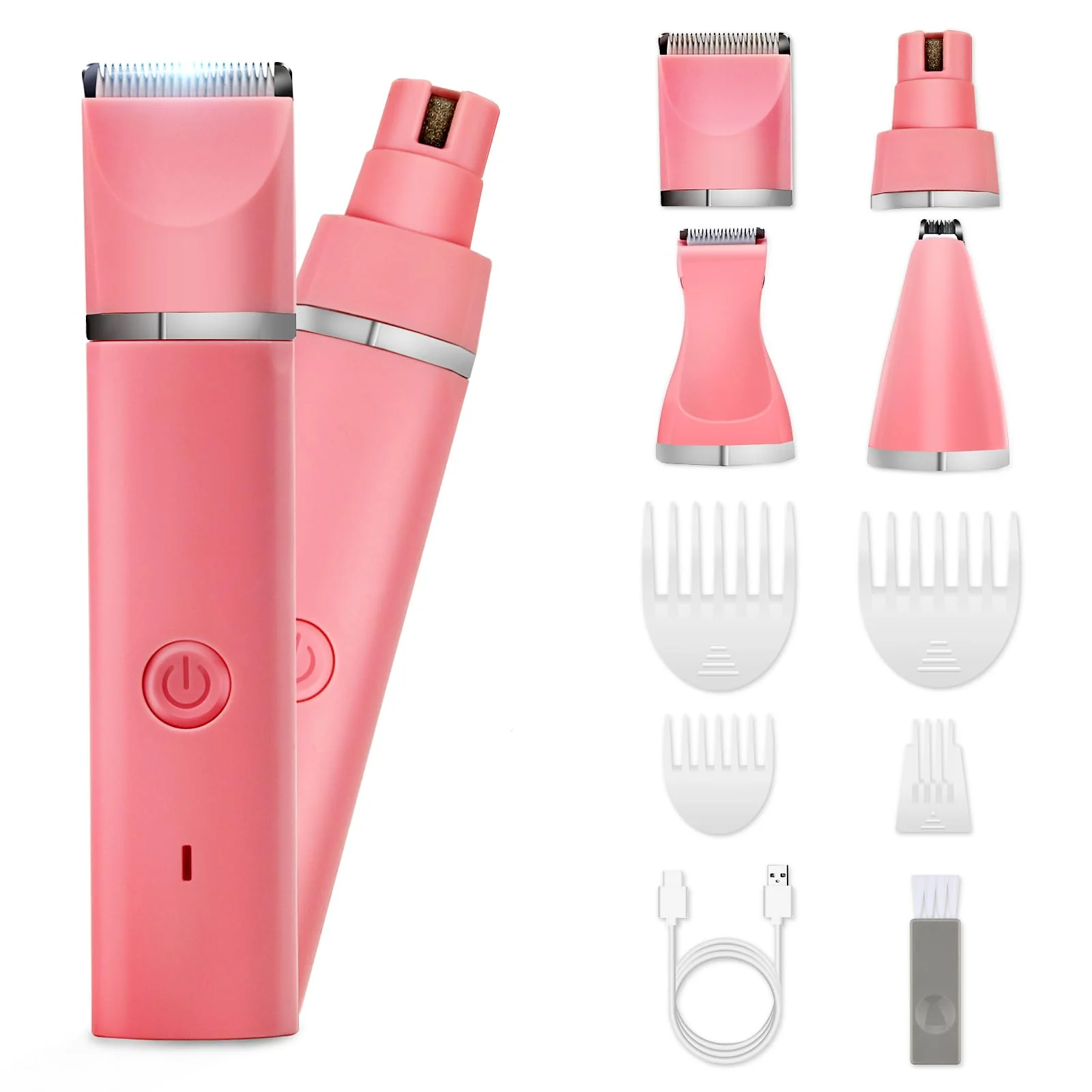 Outstanding Veeconn 4-in-1 Cordless Dog Grooming Clippers Kit Quiet Battery-Powered Cat Trimmer Pink Pure