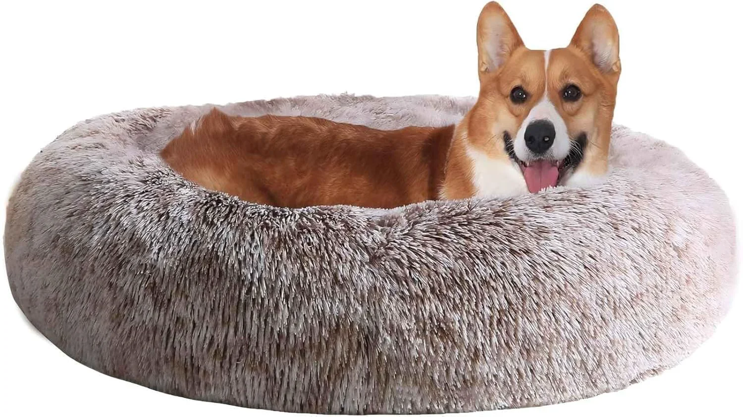 Flexible JOLLYVOGUE Calming Large Dog Bed Fluffy Donut Cushion for Medium Large Pets 27 30 36 inches Prestigious