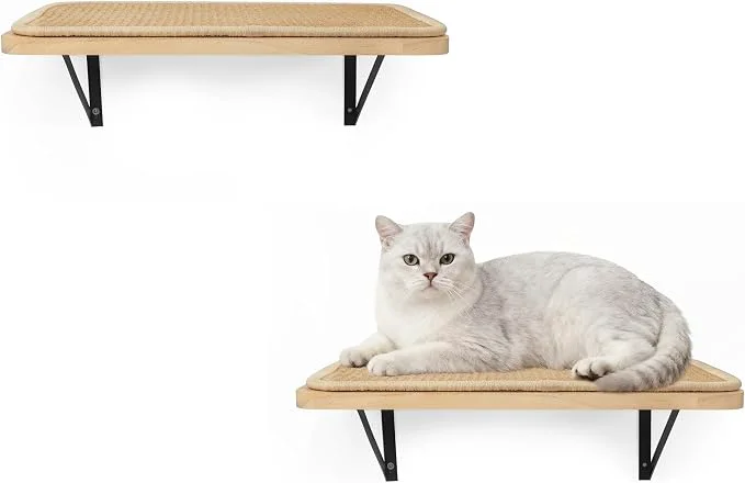 Soft 2PCS Cat Wall Shelves with Scratching Mat 16.6x9.7 Inch Cats Wall Furniture Elite