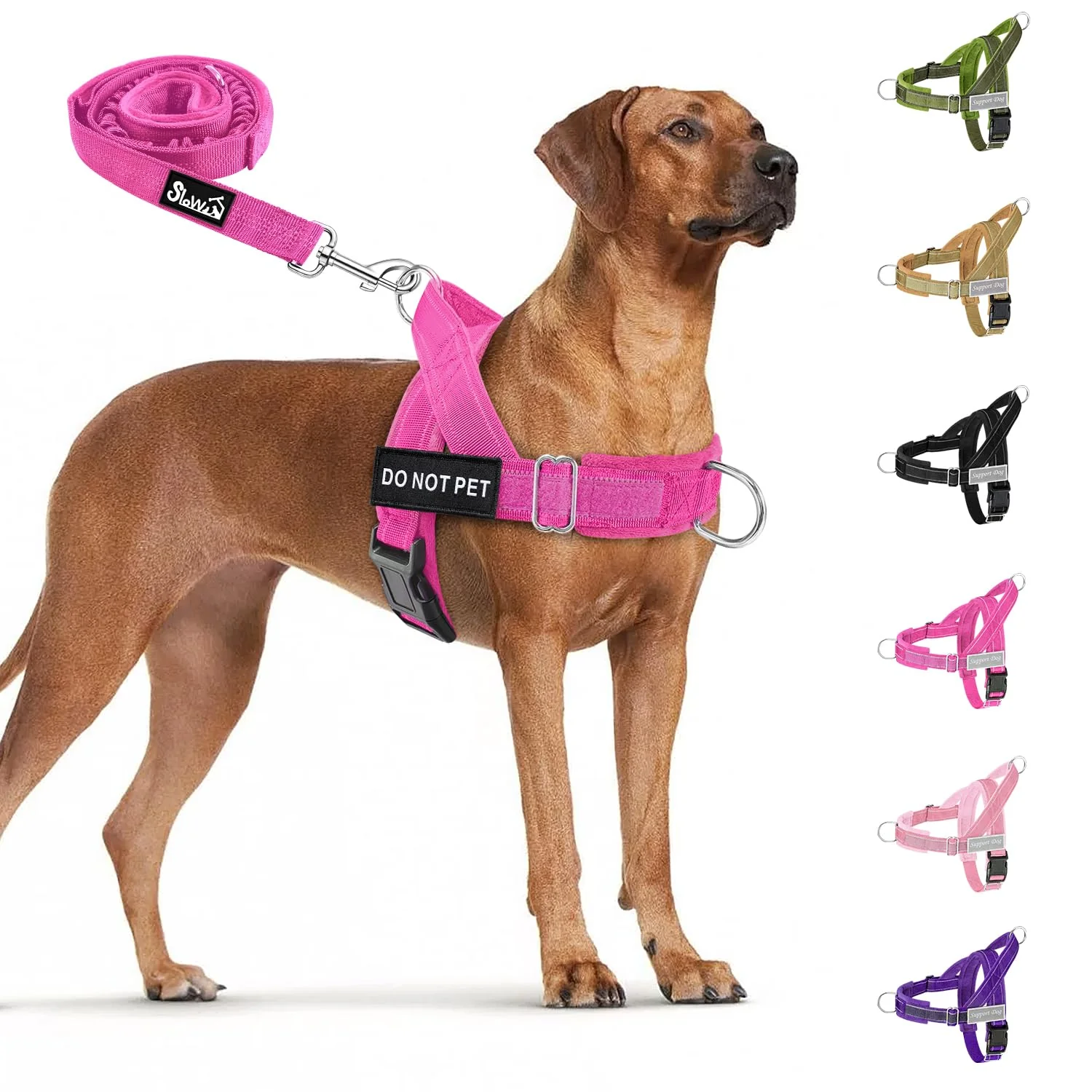 High-Quality SlowTon No Pull Dog Harness with Front Clip – Heavy Duty Reflective Padded Harness Fuchsia L Durable