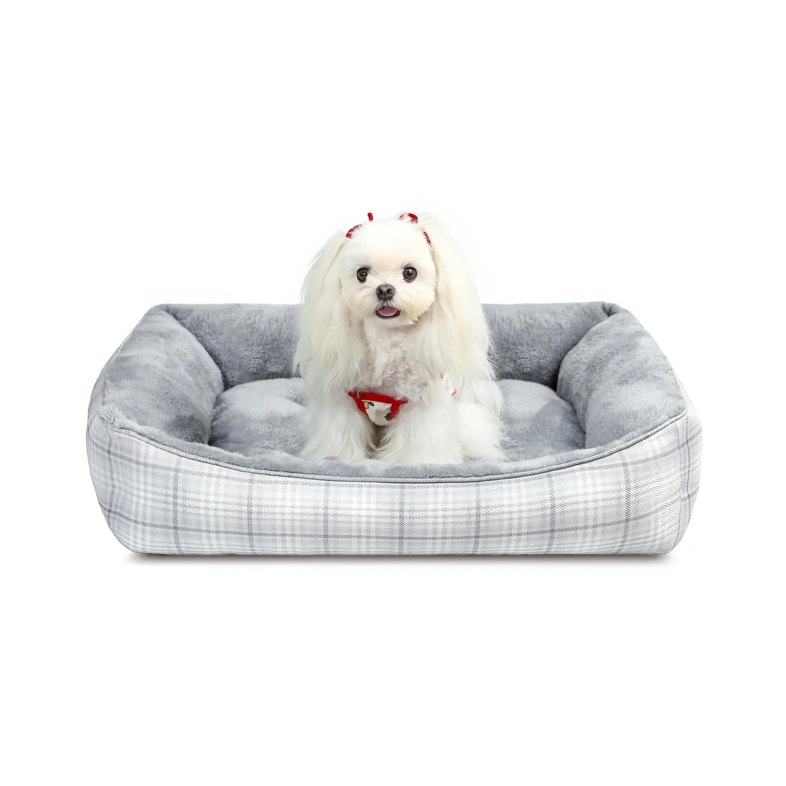 First-Class MIHIKK Rectangle Dog Bed for Small Medium Dogs Cats Orthopedic Anti-Slip Bottom 25x21 in Gray Durable