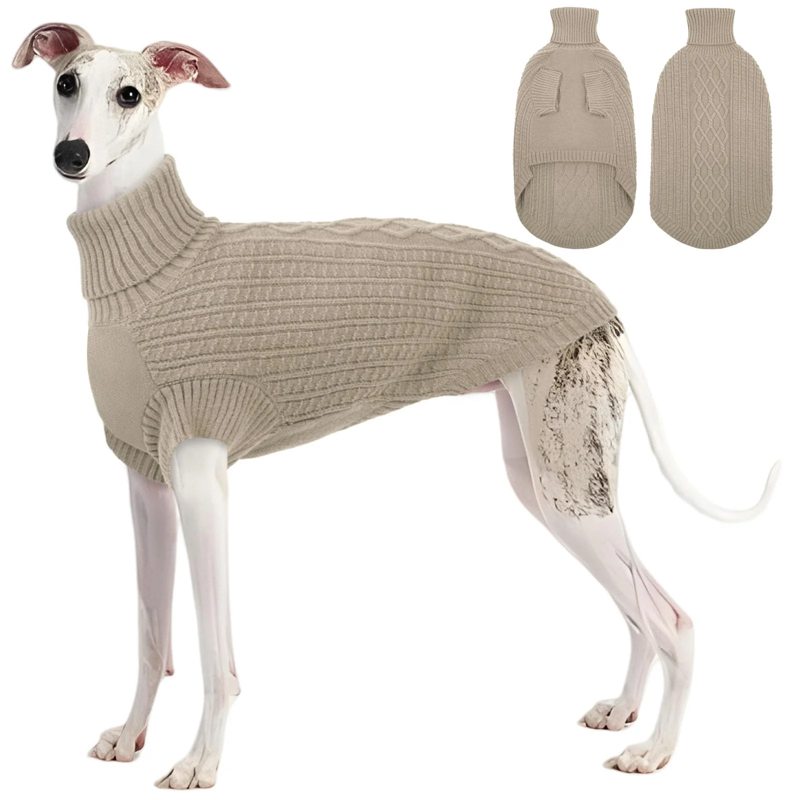 Specialty ASENKU Dog Sweater for Italian Greyhounds Warm Apricot Turtleneck Knit for Small Dogs Efficient