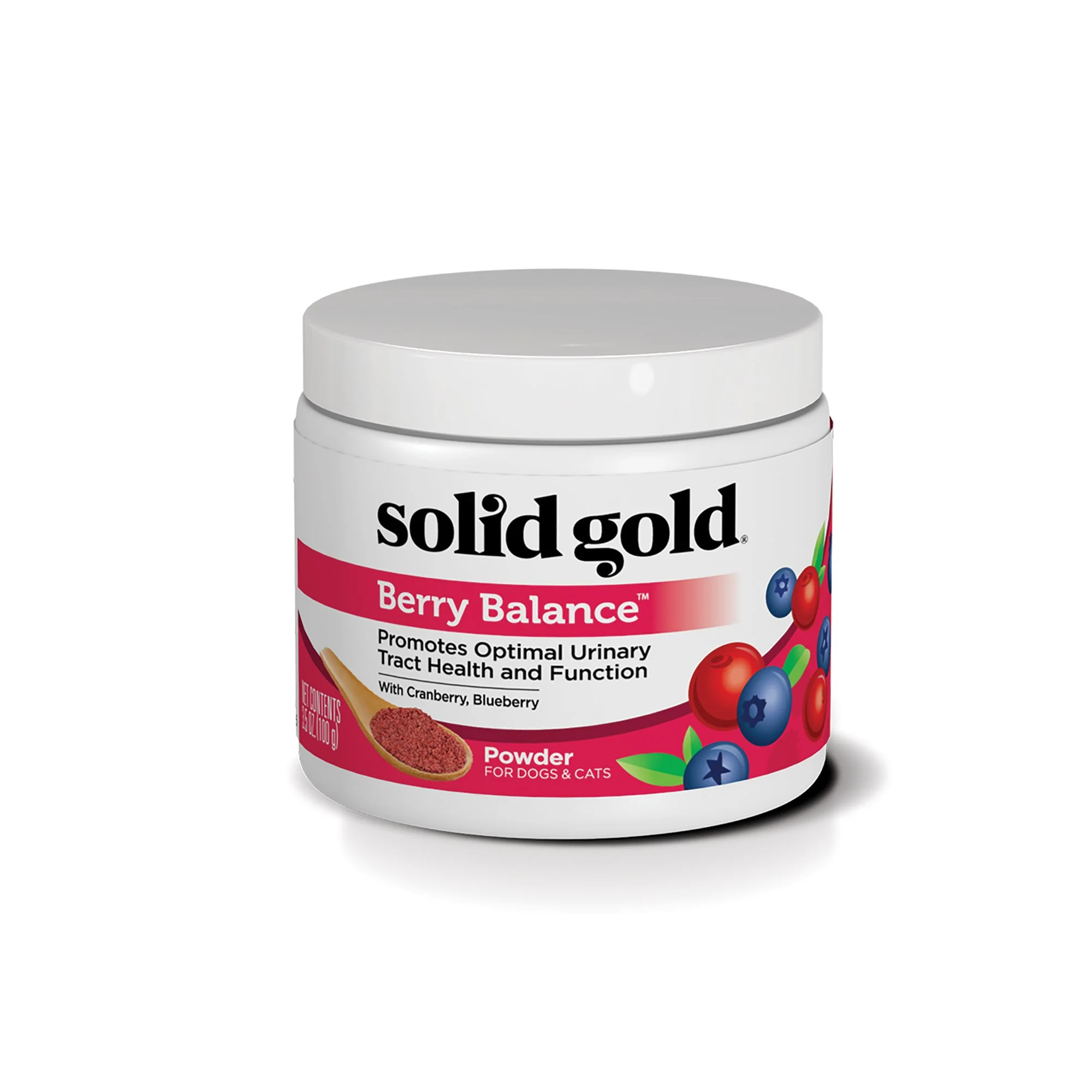Comfortable Solid Gold Berry Balance Cranberry Powder for UTI Support — Dogs Cats 3.5 oz High-Grade