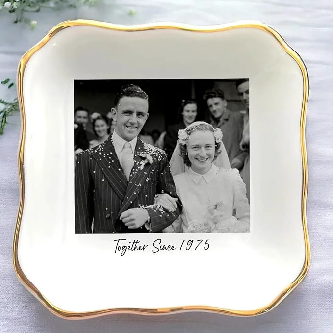 Outstanding Custom Photo Ring Dish Personalized Picture Trinket Tray Wedding Anniversary Versatile
