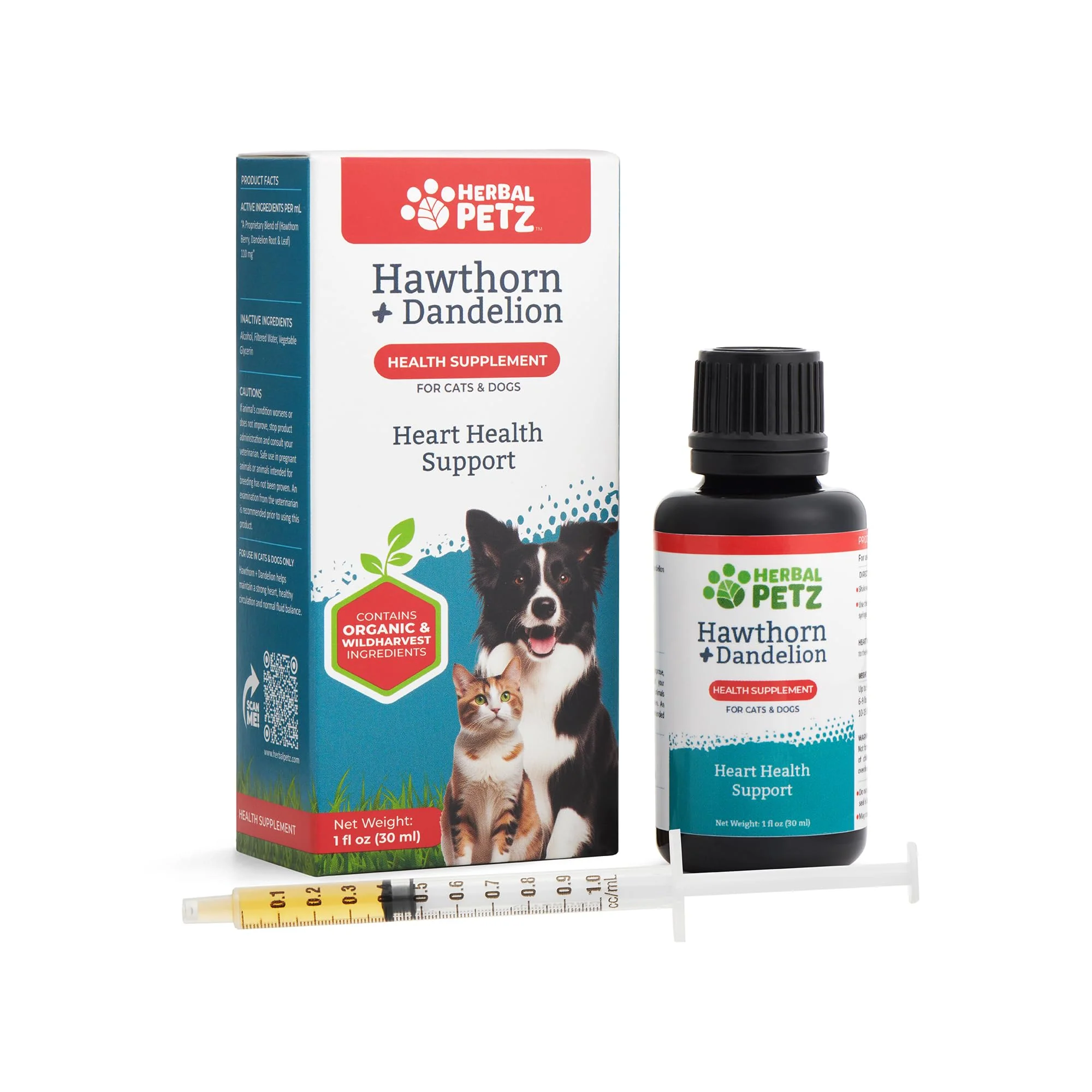 Contemporary Herbal Petz Hawthorn Dandelion for Cats Dogs Heart Health Circulation Support 1 fl oz Dependable