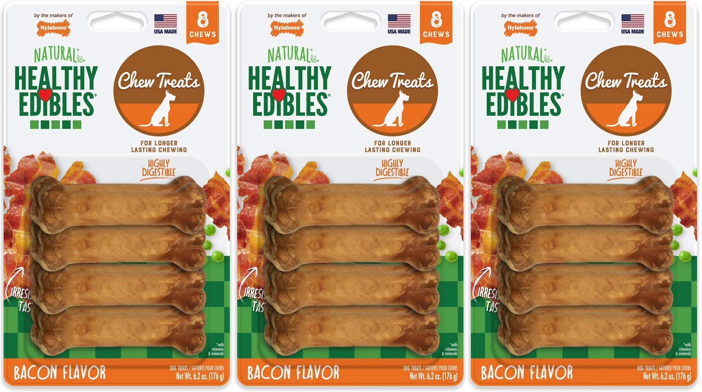 Consistent Nylabone Healthy Edibles Long Lasting Bacon Chew Treats for X-Small Dogs 32 Total Treats Exceptional