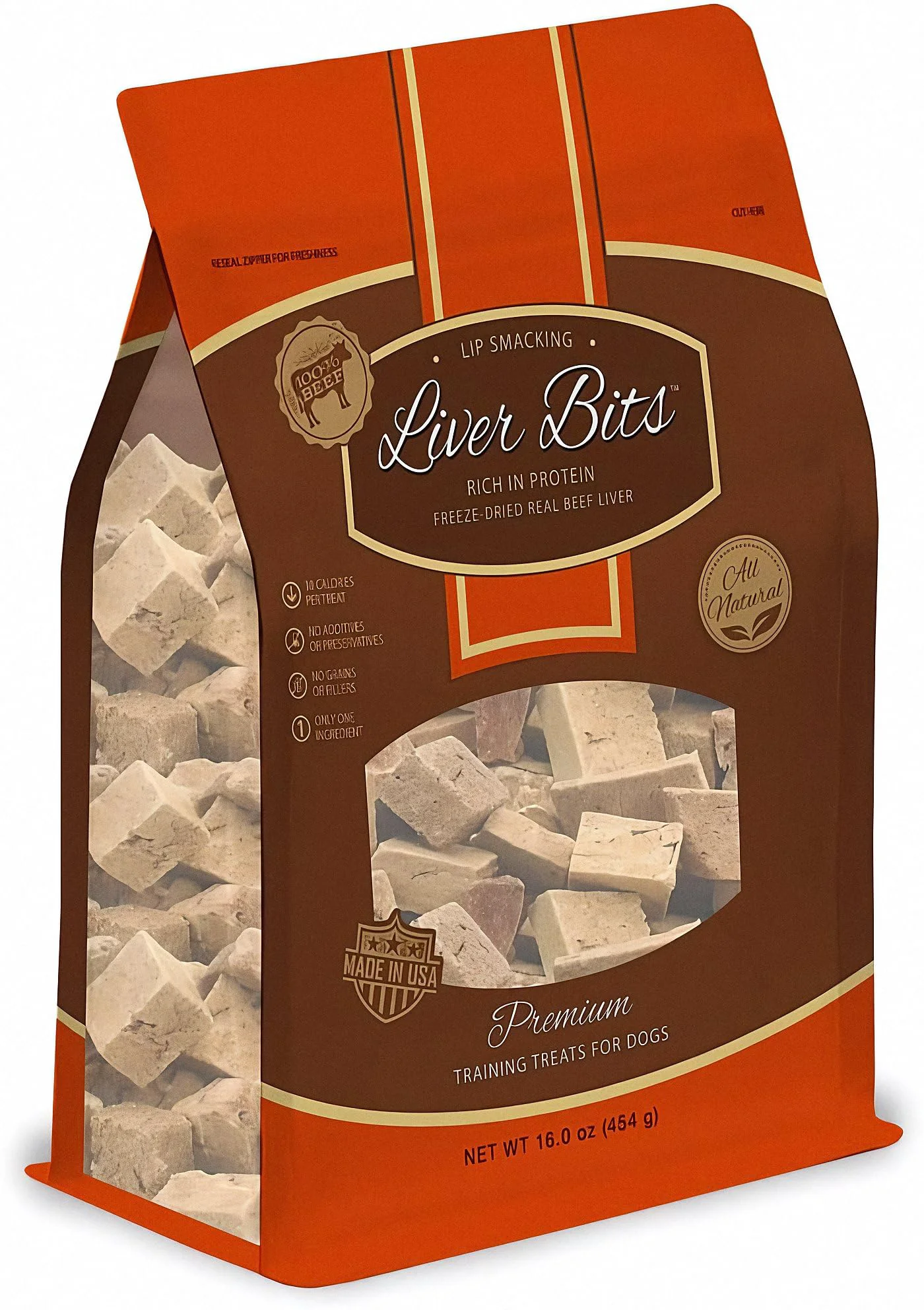 Environmentally Friendly Liver Bits ze-Dried Training Treats for Dogs – Pure Beef Liver Low Calorie USA Made 60 Count Classic