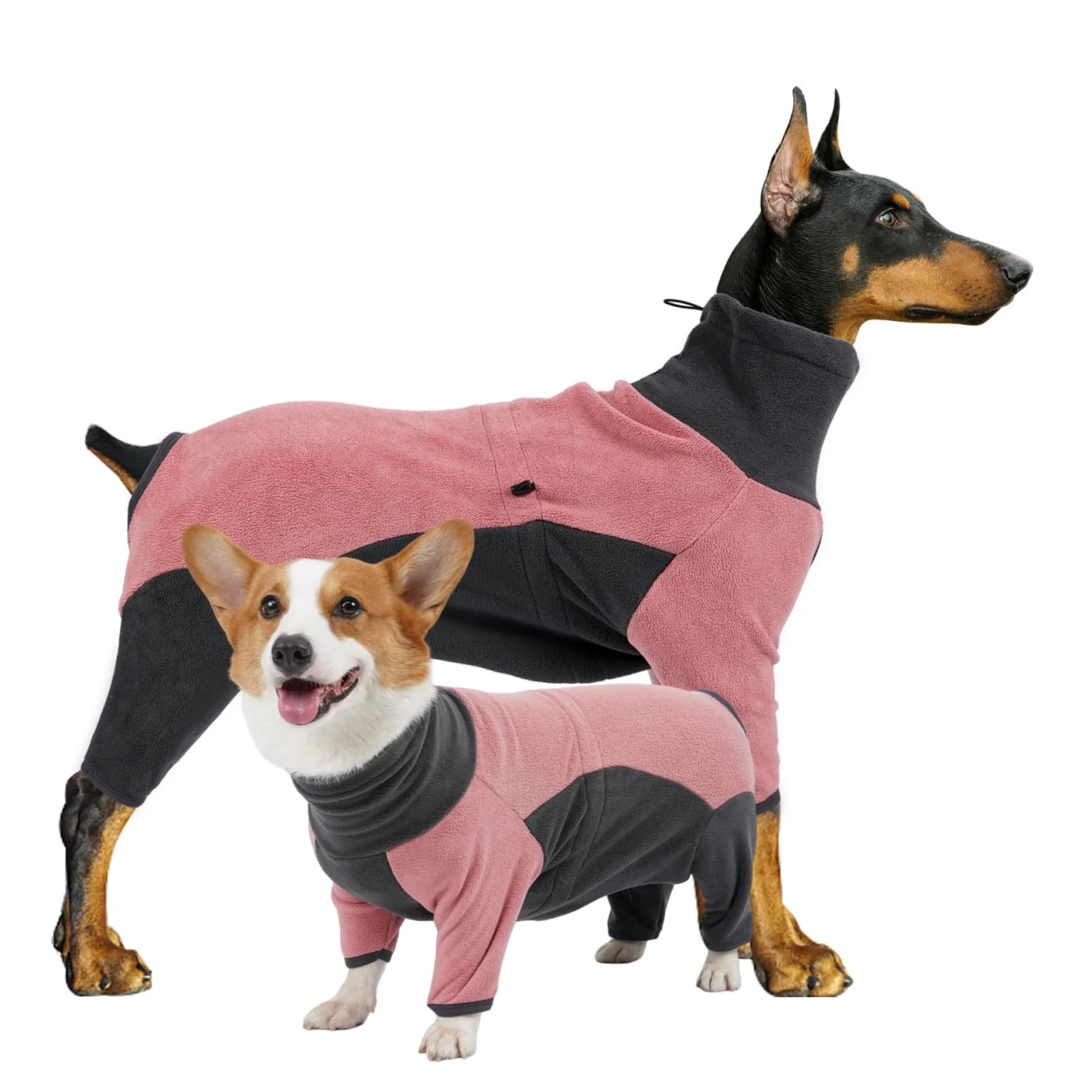 Outstanding ODSSTAIPS Winter Coat for Dogs Soft Fleece One-Piece Bodysuit High Neck - Grey L