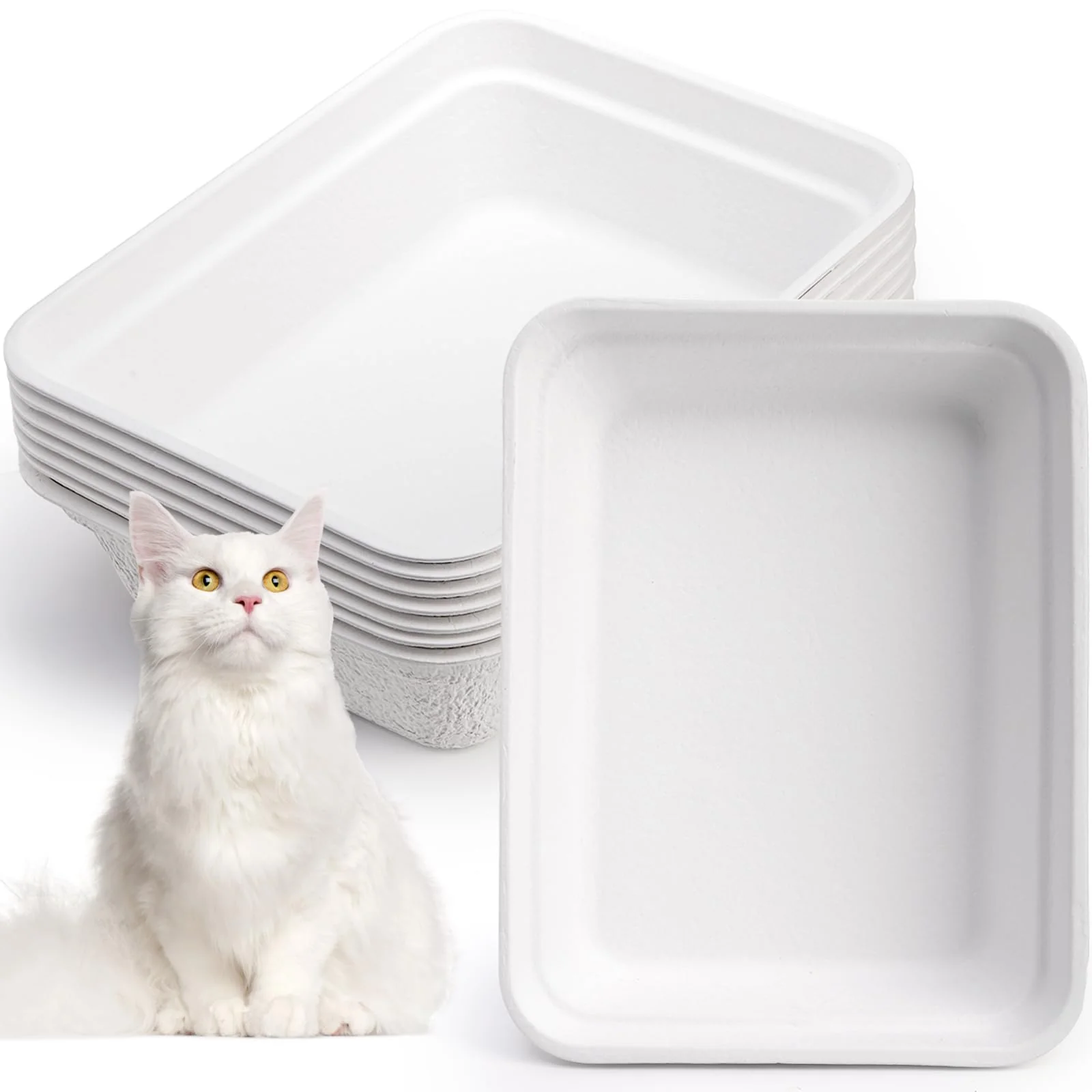 Selected WUWEOT 8 Pack Disposable Cat Litter Boxes – Portable Cardboard Liner Tray 16.7 x 12.7 x 4.1 in User-Friendly