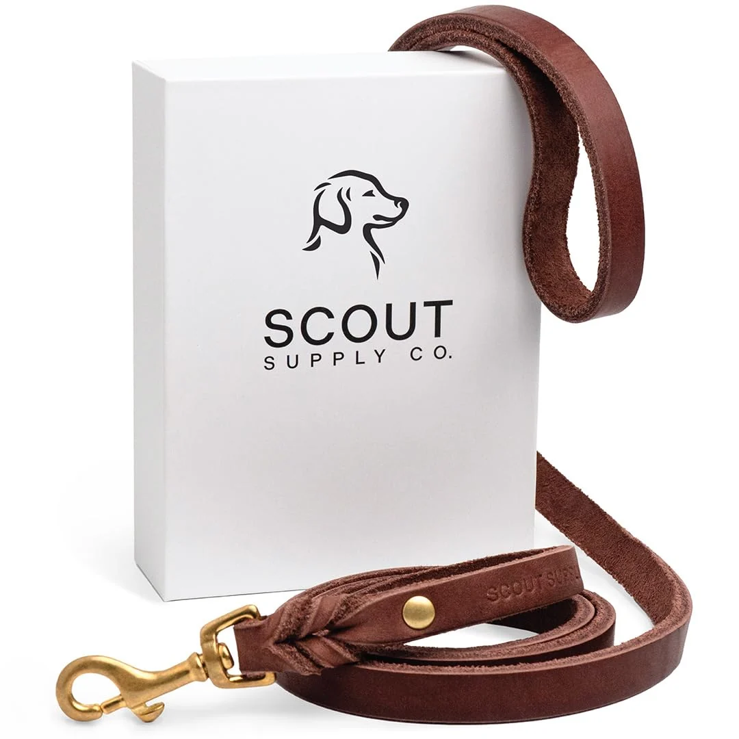 Fashionable Scout Supply Co. Classic Leather Dog Leash Dark Brown Medium 1 2 in x 4.5 ft Waterproof Rust-Proof Brass Hardware Lightweight