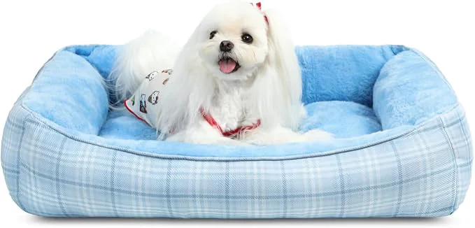 Elegant MIHIKK Rectangle Dog Beds for Small Medium Dogs Cats Orthopedic Sleeping Pet Genuine