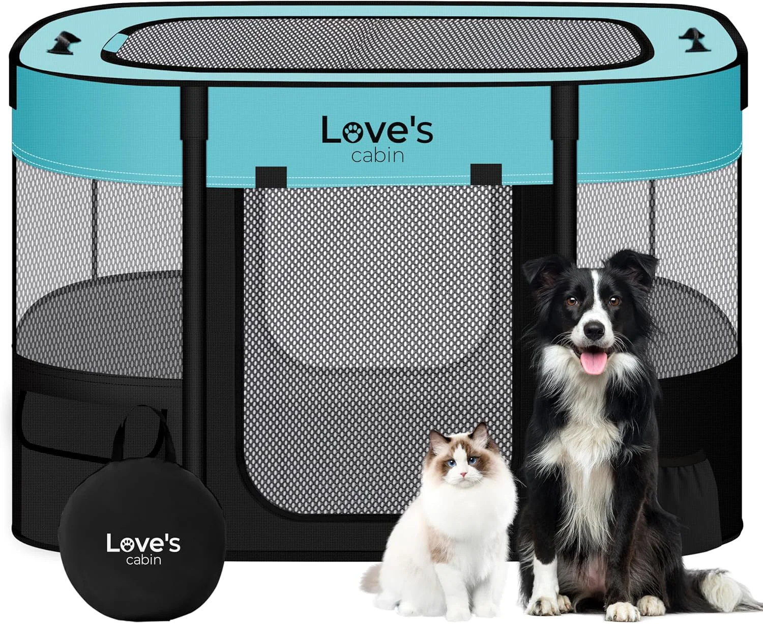 Elegant Love's Cabin Medium Dog Tent Crate Portable Foldable Pop Up Dog Kennel Playpen with Carrying Case Green Fashionable
