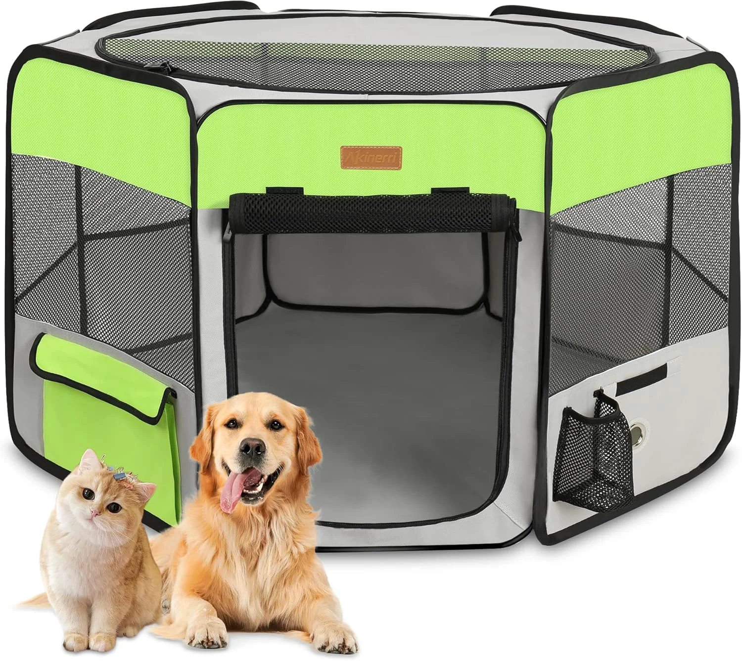 Premium Material Dog Playpen Portable Pet Play Pen for Cat Puppies Rabbits Chickens Foldable Large-Capacity Pet Tent for Indoor Outdoor Travel Camping Green Fashionable
