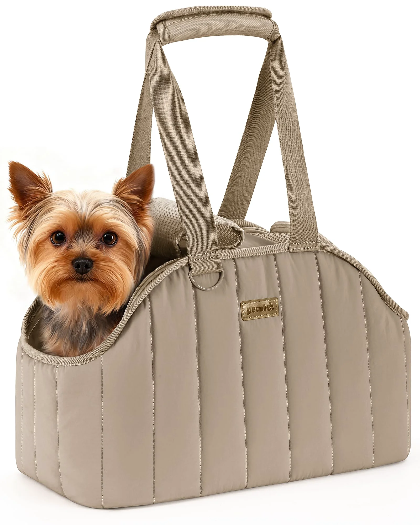 Effective Pecute Dog Purse Carrier - Lightweight Small Dog Carrier with Large Pockets Travel-Friendly Pet Carrier Khaki Safe