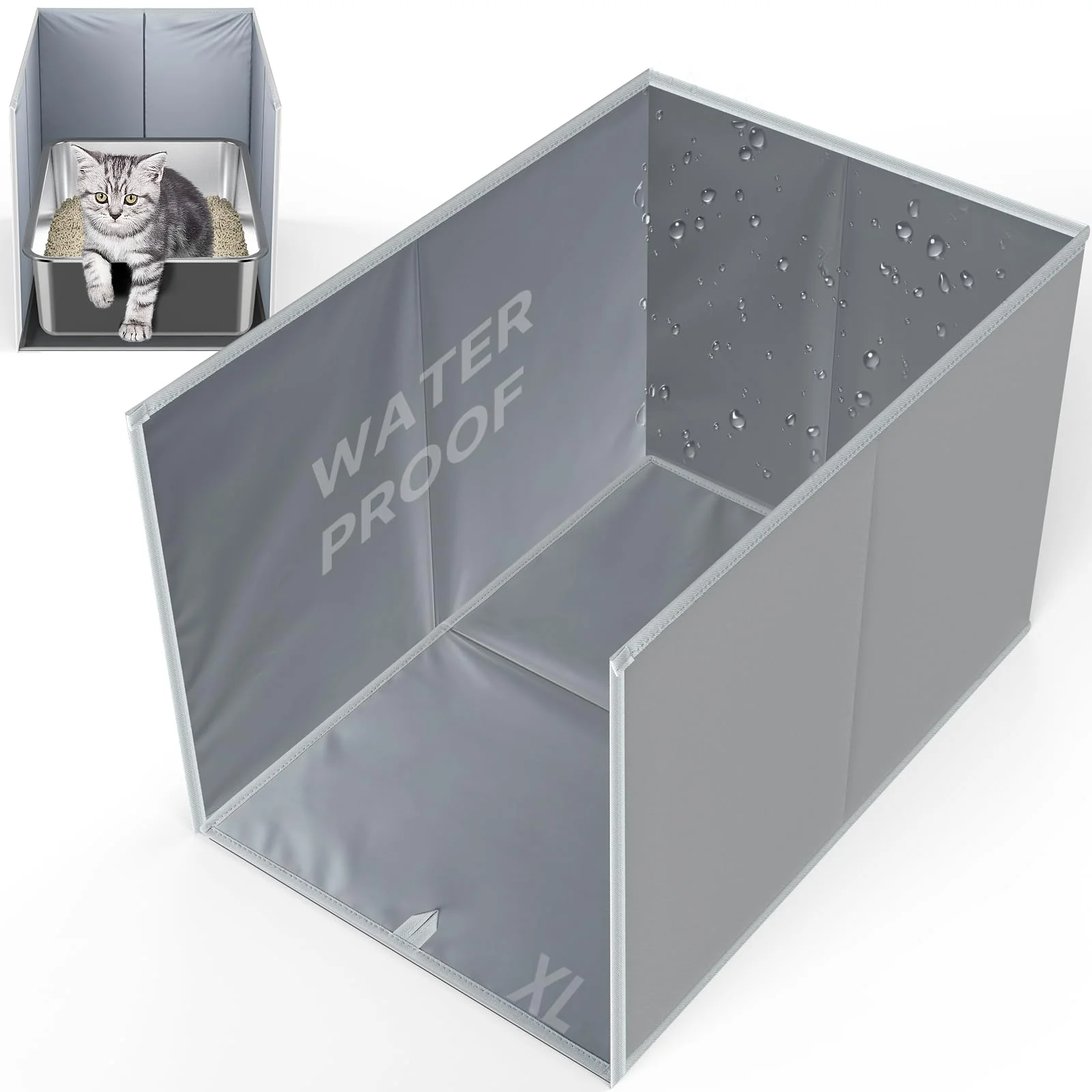Relaxed Paw Libero 28x20x17 Foldable Cat Litter Box Enclosure — High Sided Shield with Removable Mat Quality