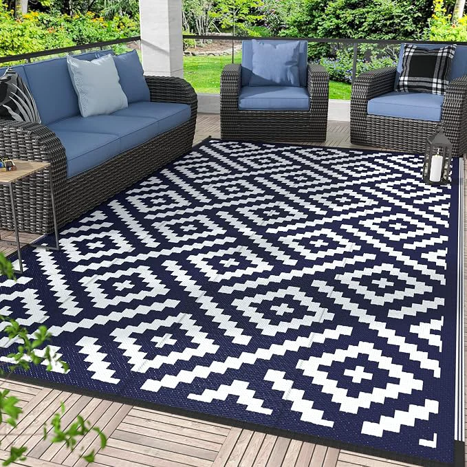 Casual GENIMO Outdoor Rugs 8x10 Waterproof Reversible Mats Area Plastic Straw Rug Sustainable