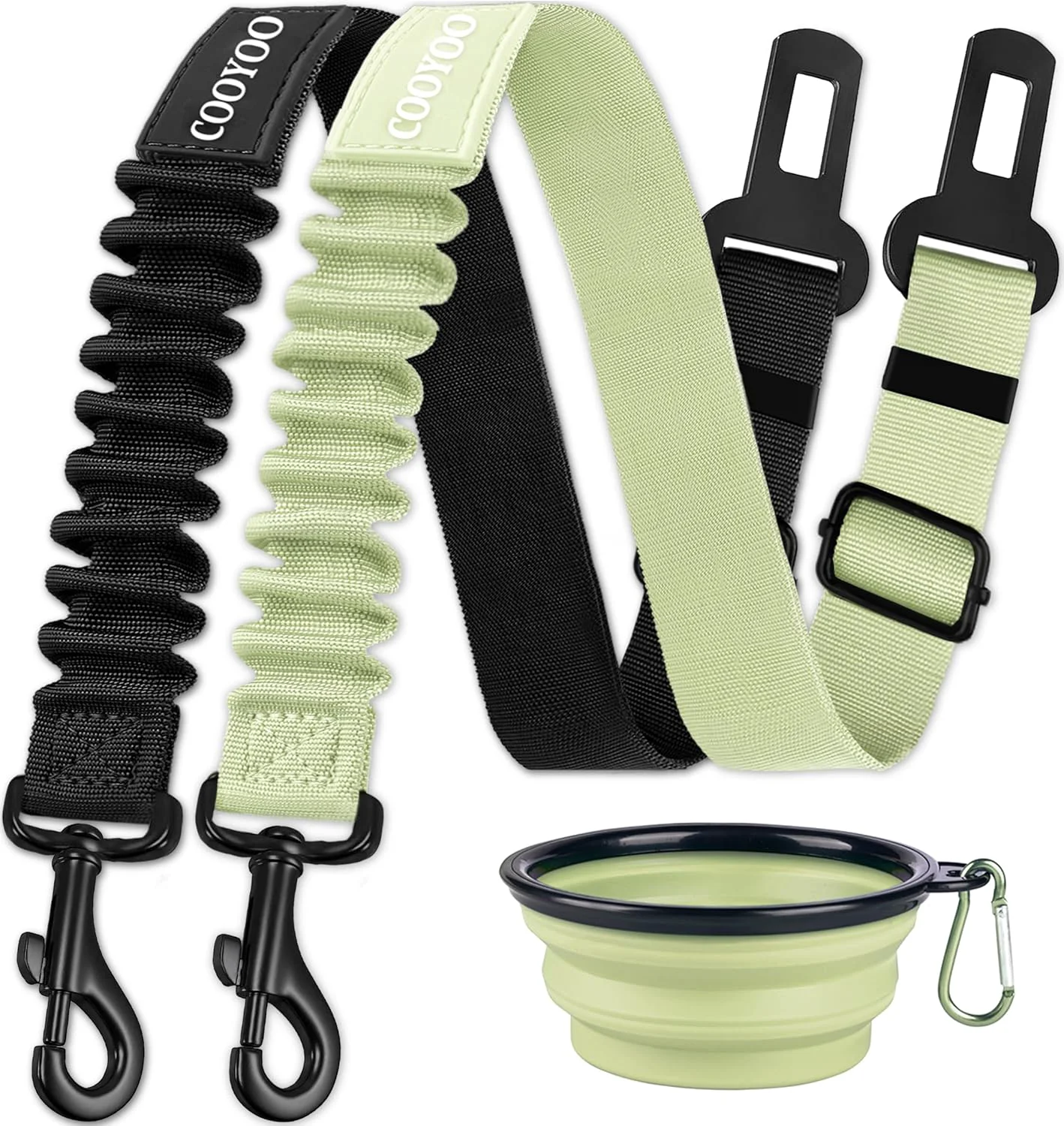 Practical COOYOO Dog Seat Belt 3 Piece Set Retractable Dog Car Adjustable Seatbelts for Vehicle Nylon Pet Safety Heavy Duty Elastic Durable Car Harness for Dogs Fine