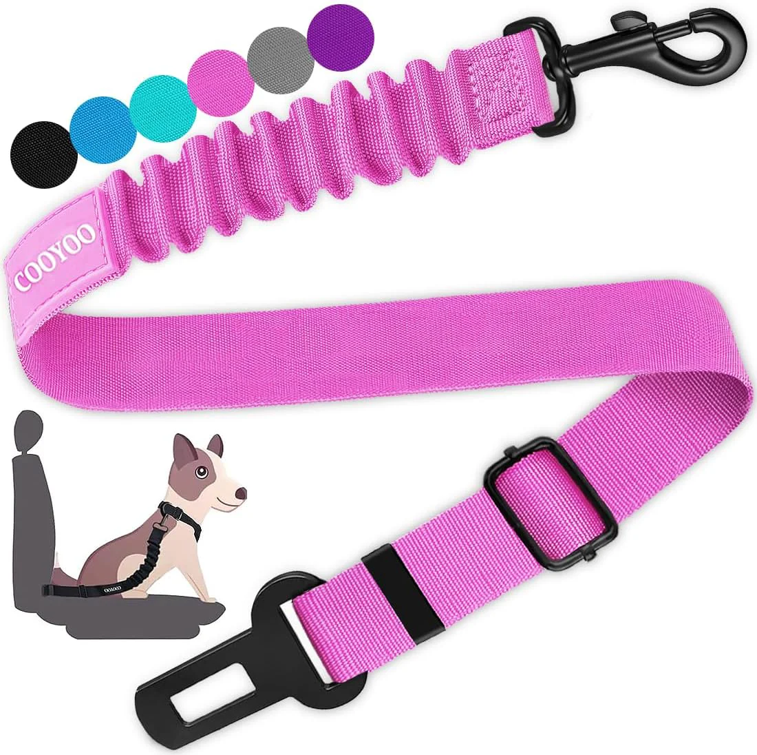 Smart COOYOO Dog Seat Belt Durability Retractable Dog Car Harness Adjustable Dog Seat Belt for Vehicle Nylon Pet Safety Seat Belts Heavy Duty Elastic Premium Material