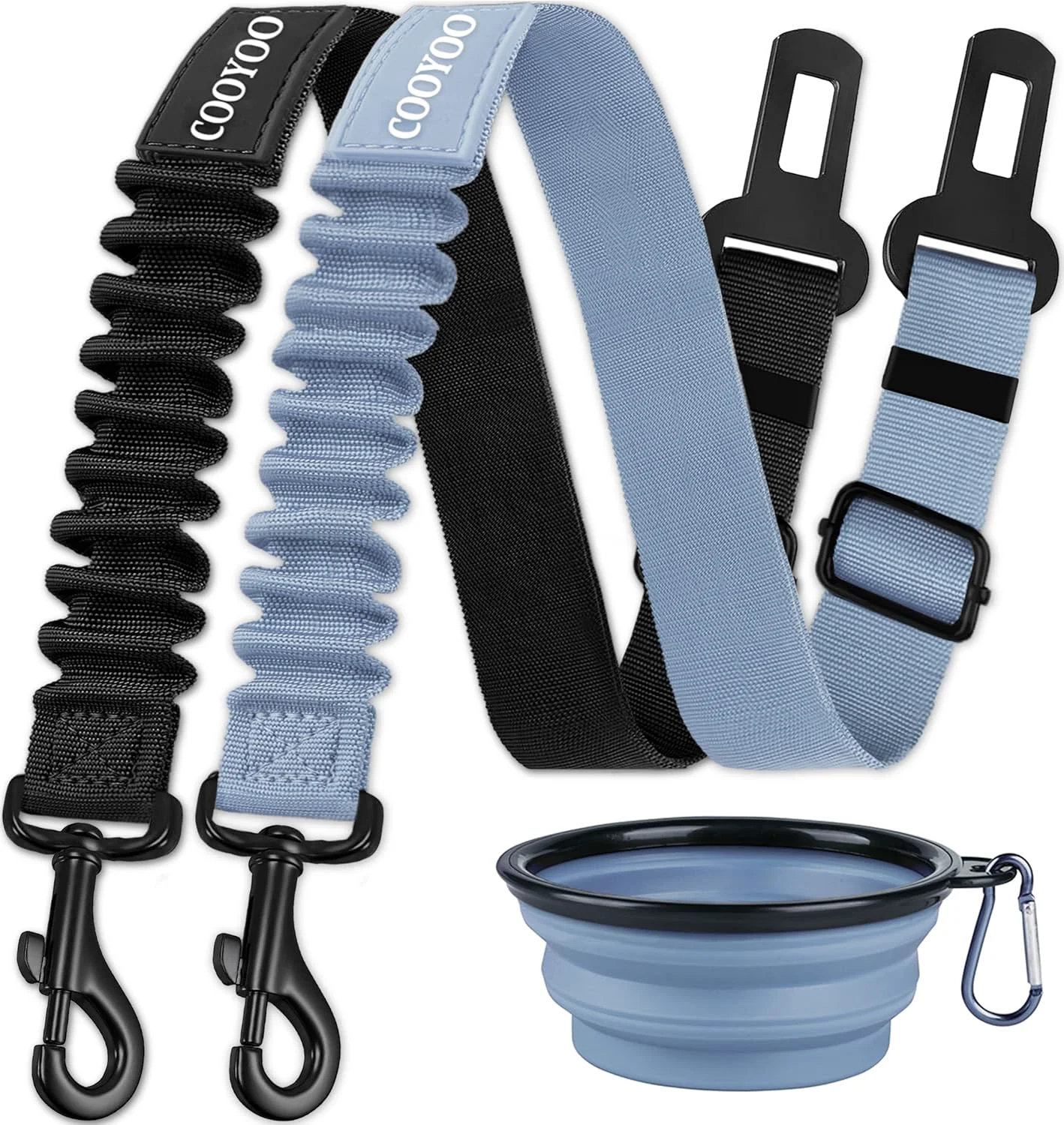 COOYOO Dog Seat Belt 3 Piece Set Retractable Dog Car Adjustable Seatbelts for Vehicle Nylon Pet Safety Heavy Duty Elastic Durable Car Harness for Dogs User-Friendly