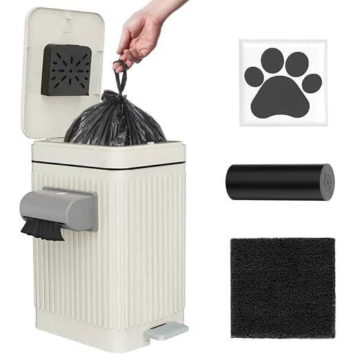 Easy-to-Use Dog Poop Trash Can for Outside Indoor 5L 1.3Gal Small Odor Control Pet Waste Long-Lasting