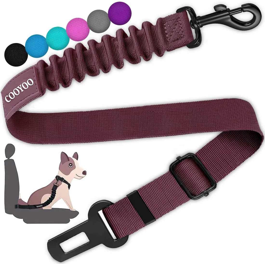 Traditional COOYOO Dog Seat Belt Retractable Dog Car Harness Seat Belt for Car Adjustable Nylon Pet Safety Seat Belts Heavy Duty Elastic Bungee Buffer Fine