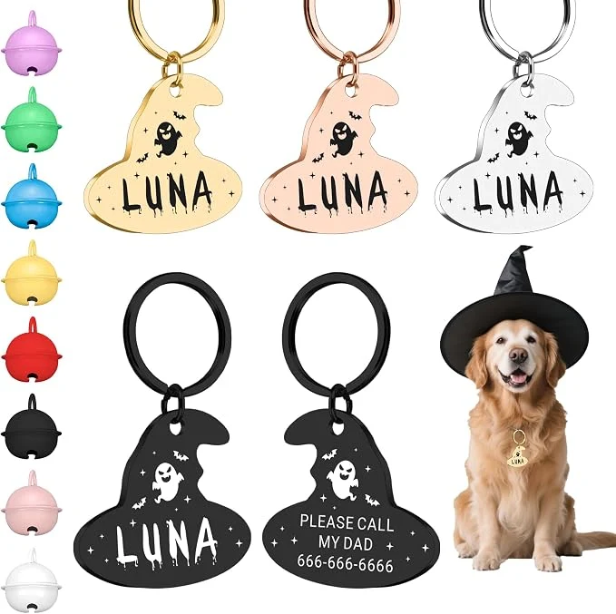 World-Class Custom Hat Pet ID Tag for Dogs Cats Personalized Engraved Name Phone Smart