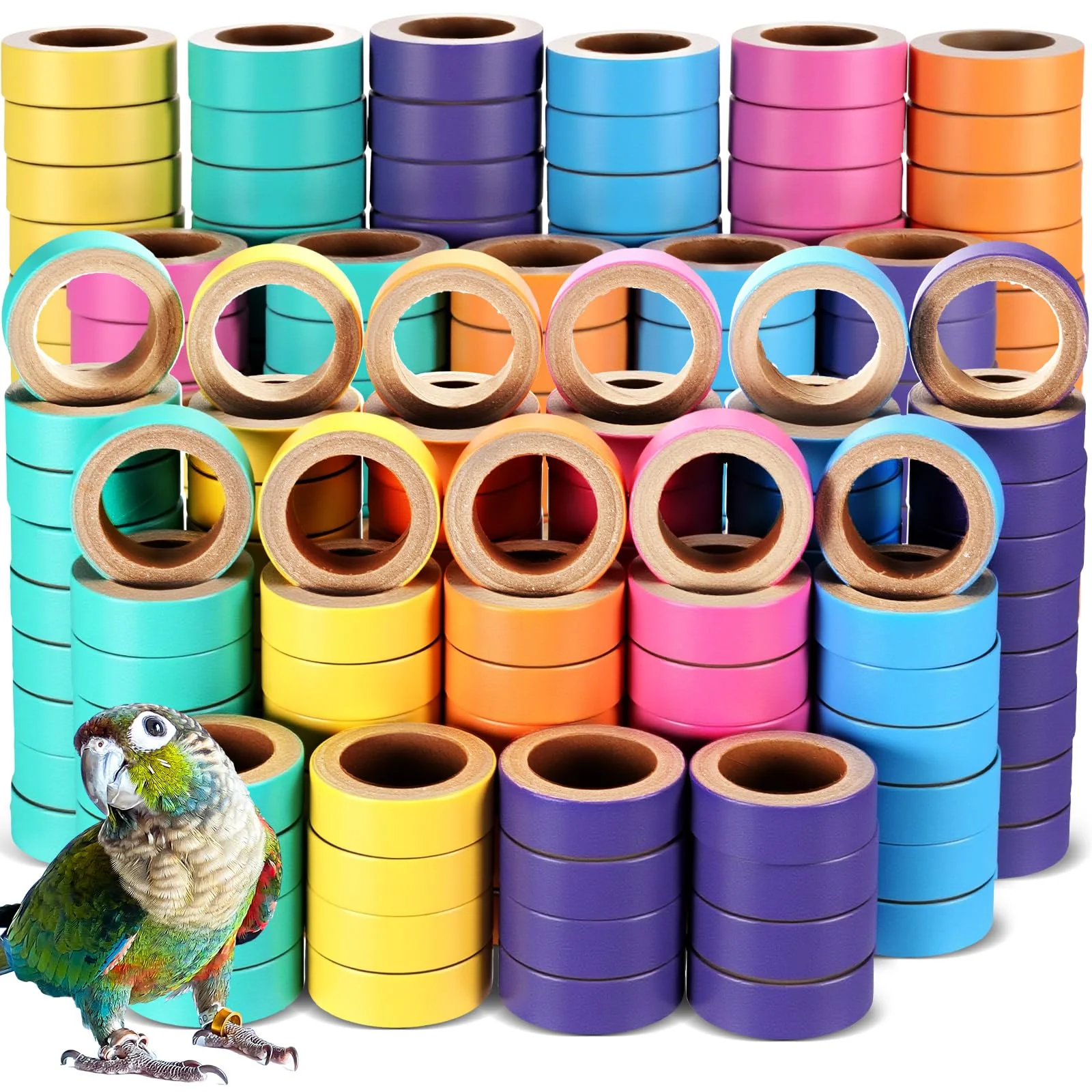 Breathable Skyygemm 180 Pcs Bagels Bird Toys for Parrots – Cardboard Chewing Foraging Play for Medium Large Birds Exceptional