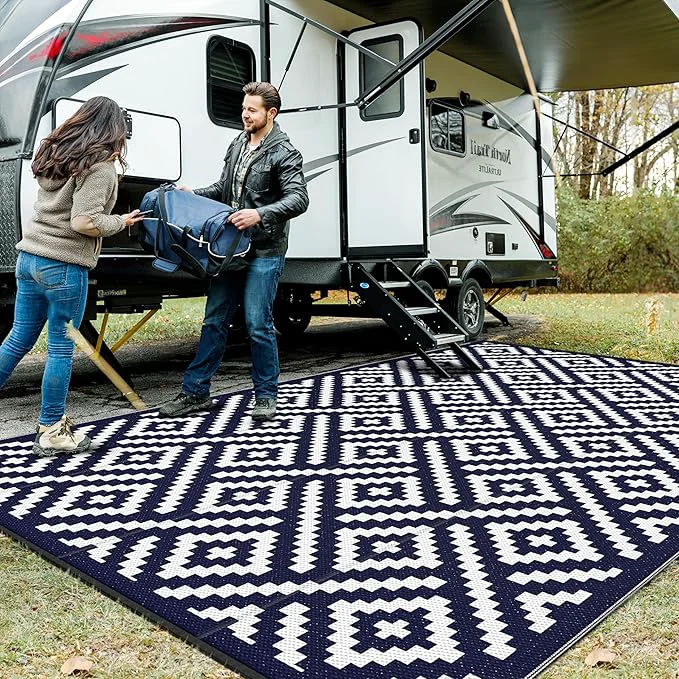 Certified GENIMO Outdoor Rug for Patio Reversible Plastic Straw Rugs for RV User-Friendly
