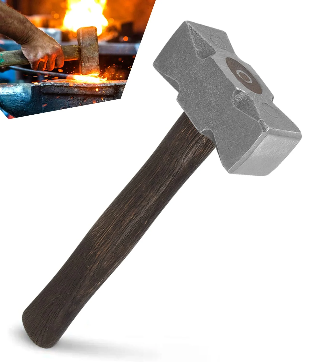 Outstanding sixcow Blacksmith 2.2LB Handmade Square Forge Hammer — Farrier Knife Maker Tool Exclusive