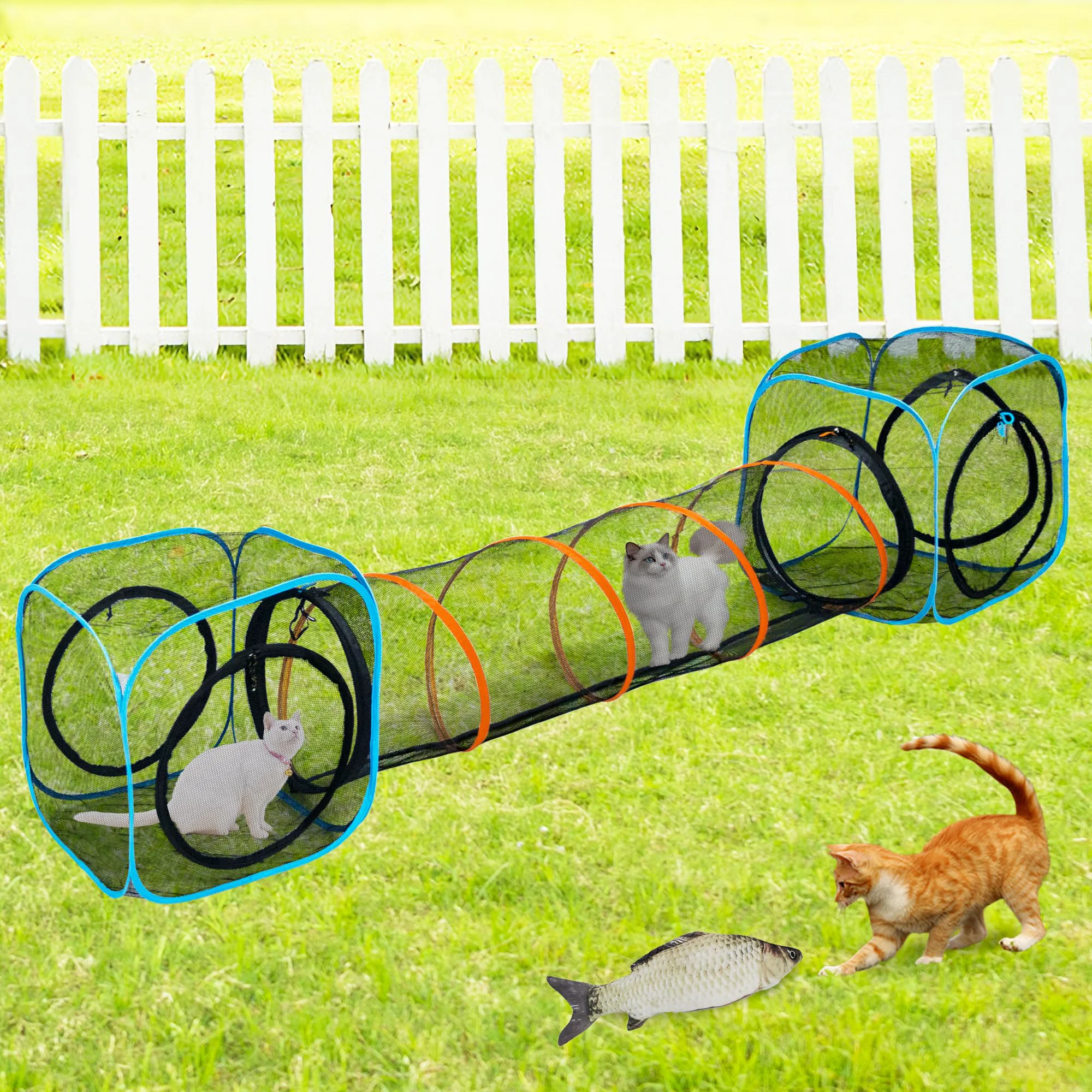 Safe ITENT Pet Play Tunnel Cube 2 Cubes Run Tunnel – Indoor Outdoor Cat Play Secure