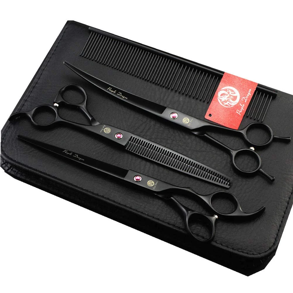 Classic Purple Dragon 8.0-Inch Dog Grooming Scissors – Curved Thinning Shears Japan 440C Stainless Steel Flexible
