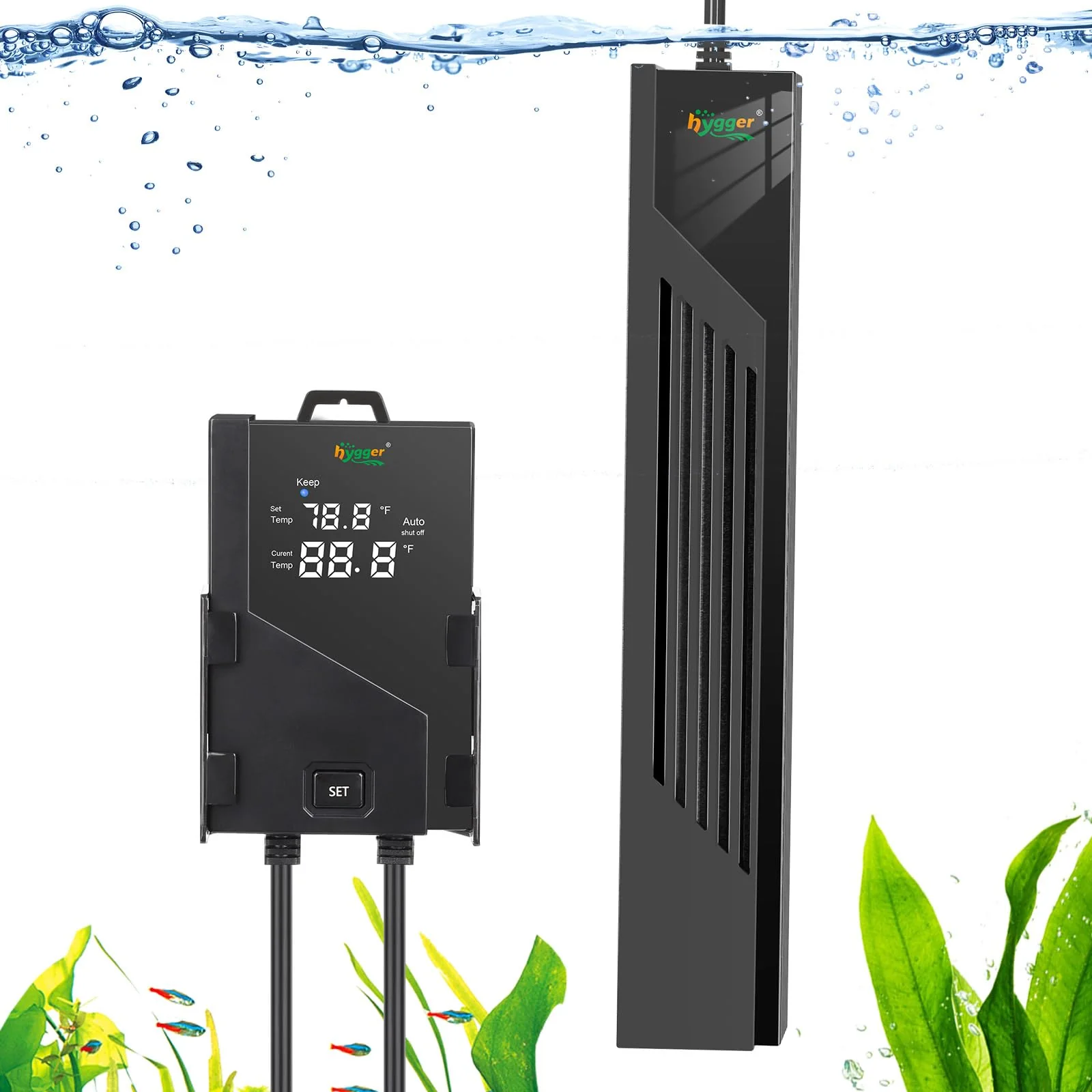 Sustainable hygger Aquarium Heater 200W with Intelligent Temperature Controller — 27-53 Gallon Submersible Heater Environmentally Friendly