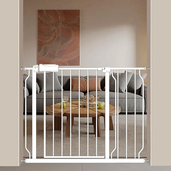 Unique Extra Wide Baby Gate 38.5-43.5 Inch Walk Through Pressure Mounted No Drill Soft