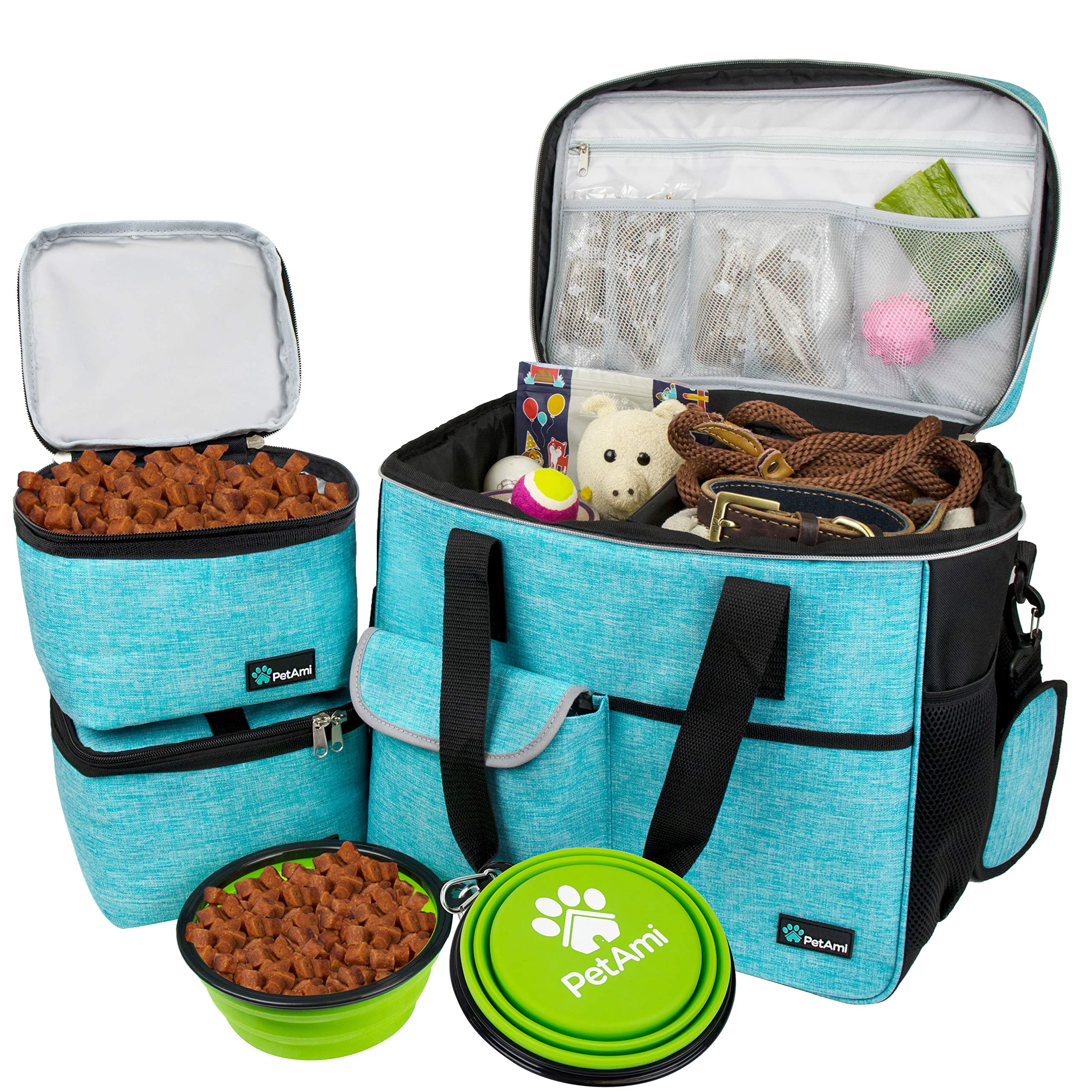 Secure PetAmi Travel Bag Organizer - Large Sea Blue for Dogs Cats Airline-Ready 33L Lightweight