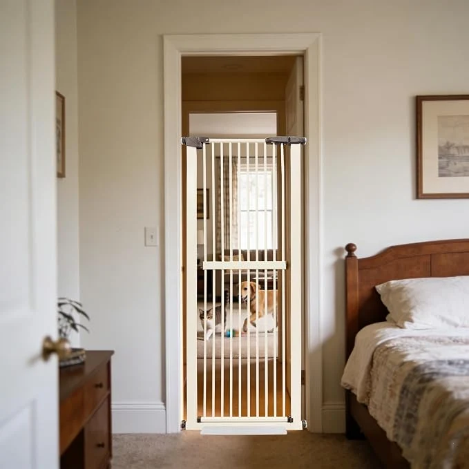 Genuine Lumizone Extra Tall Cat Gate 61.02 High Pressure Mounted Extra Wide Comfortable
