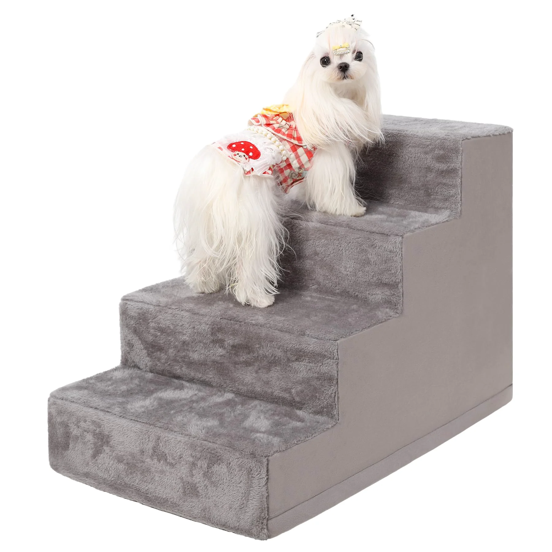 Lightweight Vfrog 17.5-inch 4-Step Dog Stairs for Small Dogs – Non-Slip Foam Indoor Outdoor Premium