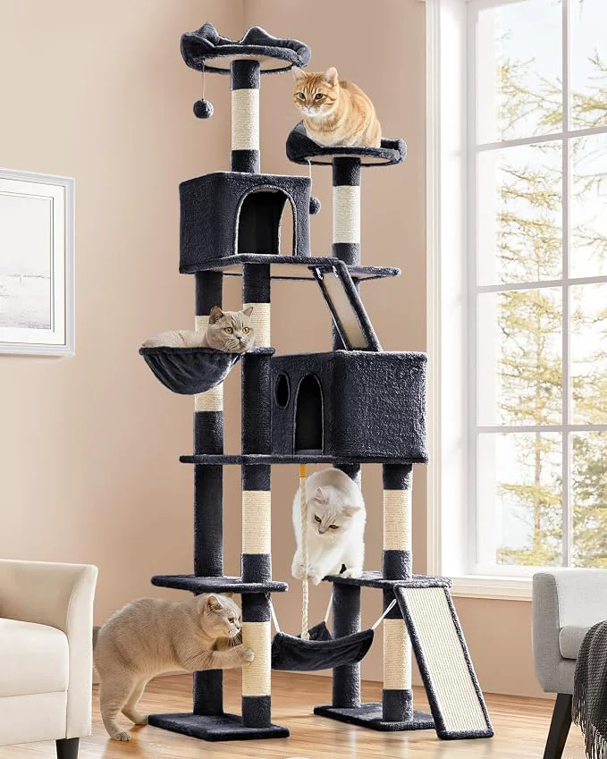Safe Yaheetech Cat Tree 82.5in Extra Large Tower w Cute Perches Cozy Condo Smart