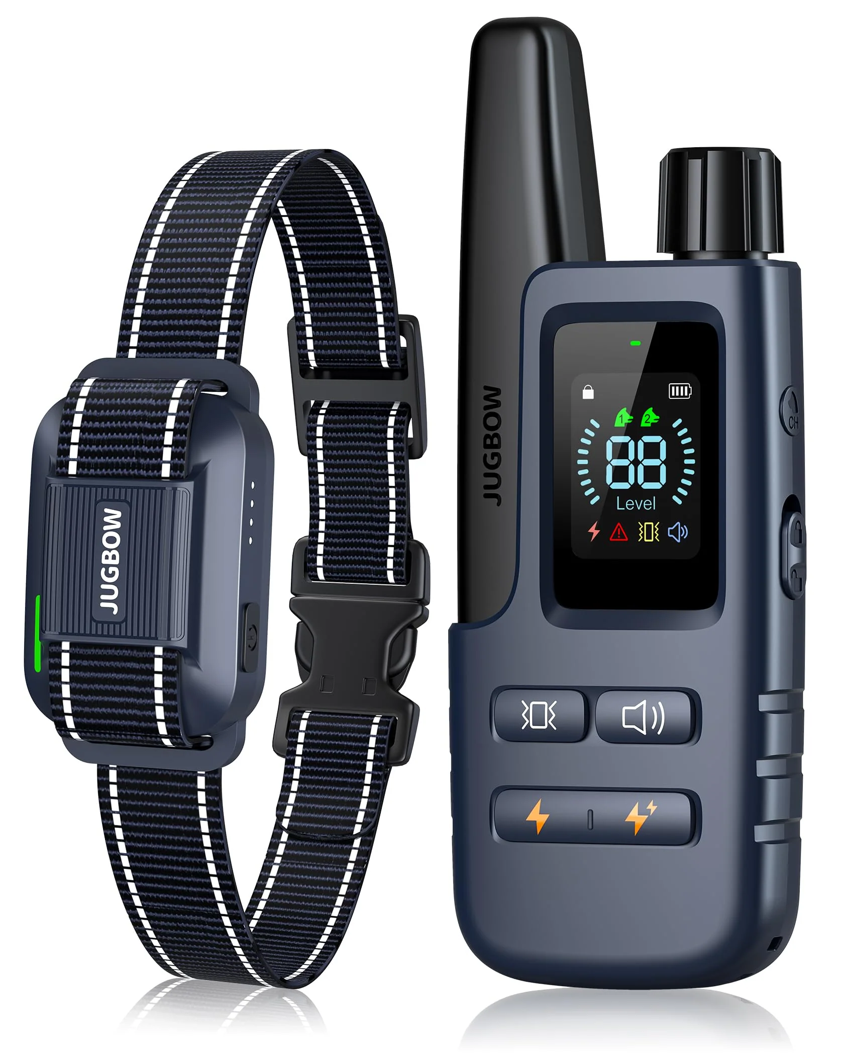Expertly Made Jugbow Dog Shock Collar — 4200ft Range 4 Training Modes IPX8 Waterproof Enhanced