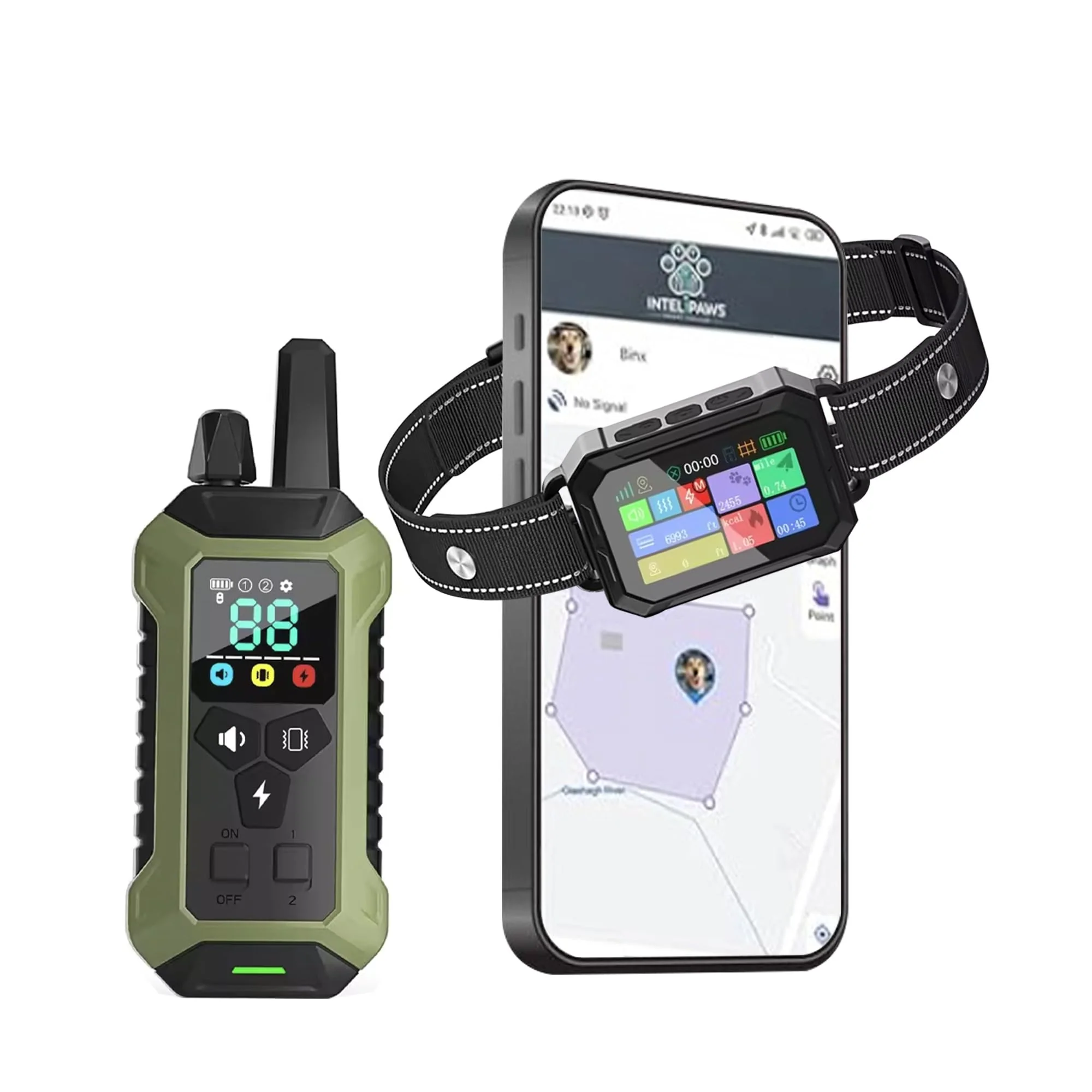High-Quality INTELIPAWS GPS Wireless Dog Fence Collar – 2-in-1 Remote or App Boundary 4 Training Modes Up to 7 000 ft Practical