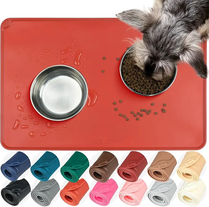 Exclusive VIVAGLORY Dog Food Mat Flexmat Dog Bowl Mat Placemat Food Tray Fast
