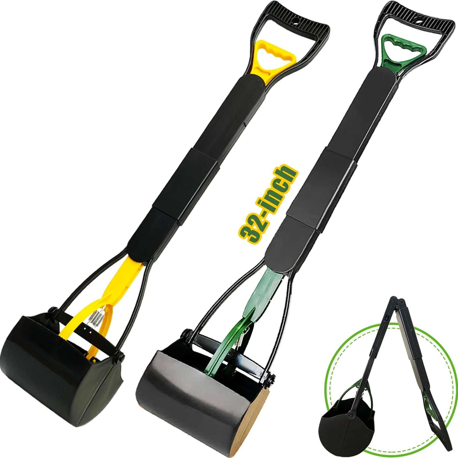 Modern ienjoyed 2-Pack Pooper Scooper – Heavy-Duty 32-Inch Long-Handle for Dogs Comfortable