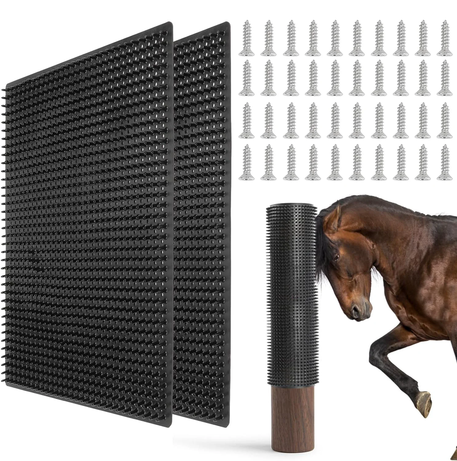 Unique GINDOOR 2 Pack Large Livestock Scratching Brush – 21.65 x 19.68 in Horse Cattle Scratcher Post Authentic