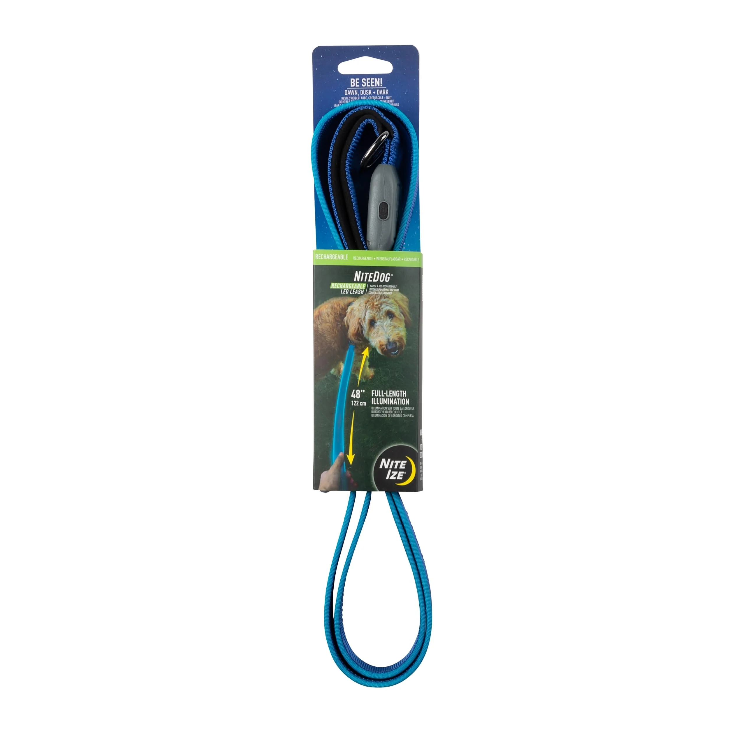 Refined Nite Ize NiteDog Rechargeable LED Leash - 5 ft Blue with Padded Handle Stylish