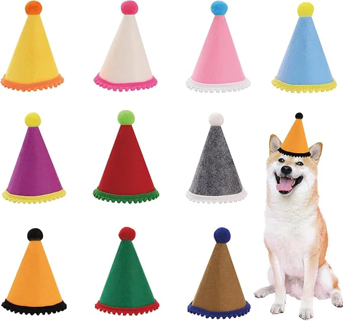 Outstanding 10 Pcs Dog Birthday Hat Set for Small Medium Dogs Cat Puppies Mini Party Hat High-Grade