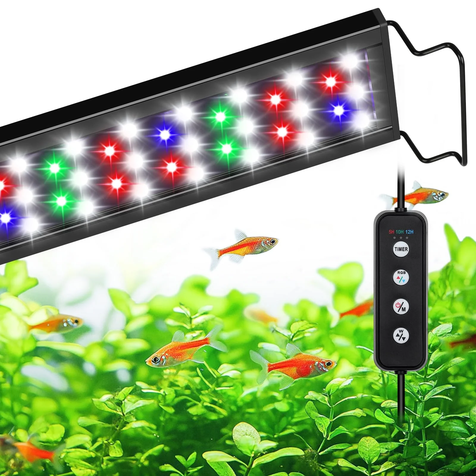 Environmentally Friendly AQQA Full Spectrum Aquarium Light 18W for 18-24 Inch Tanks 3 Modes Timer Extendable Brackets Expertly Made