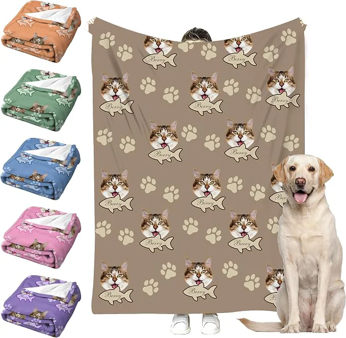 Specialty Personalized Paw Print Dog Blanket User-Friendly