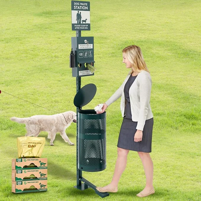 Certified Qinyoung Pet Waste Station Includes 600 Roll Bags Dog Waste Station Modern