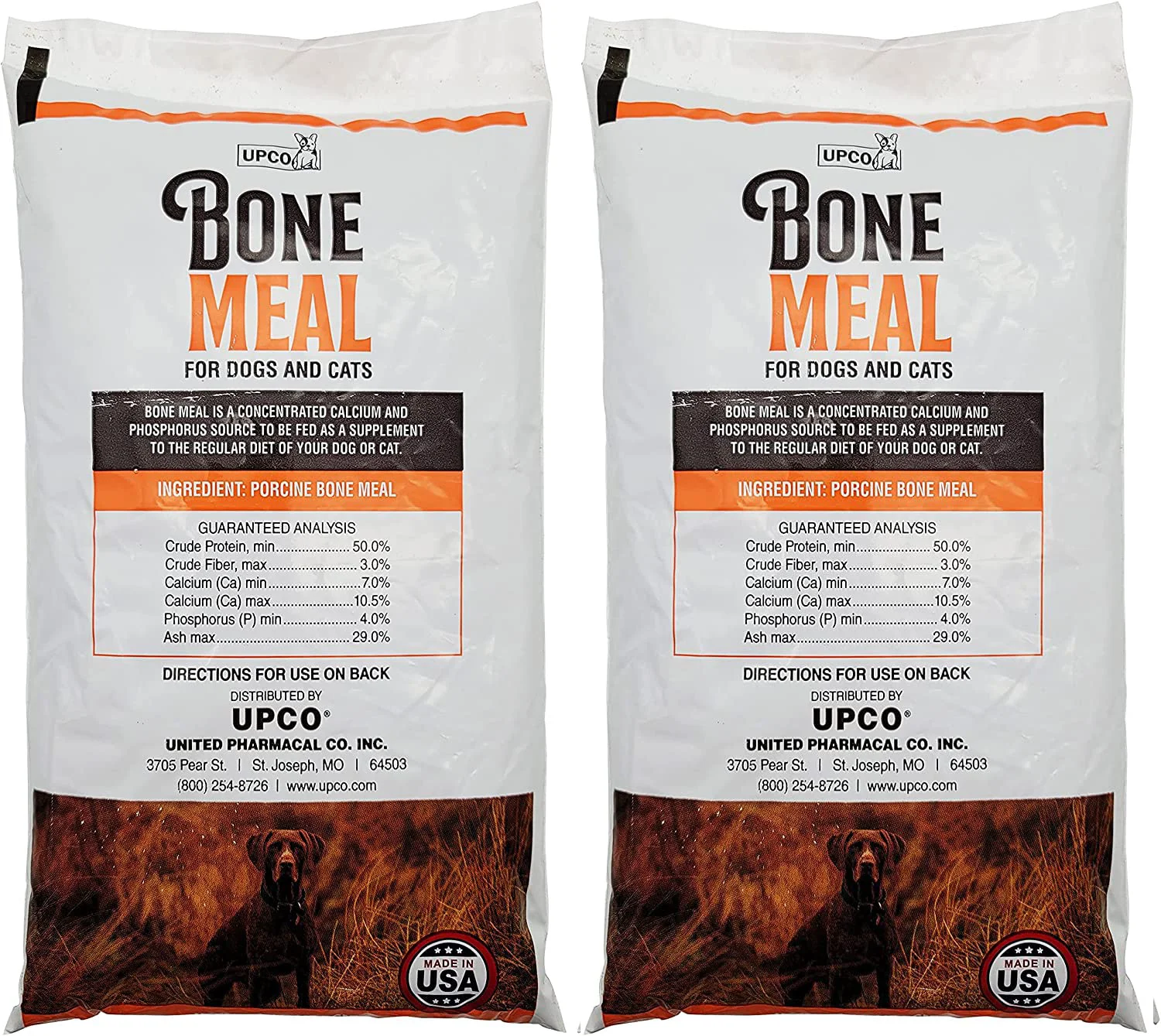 Next-Generation UPCO Bone Meal Steamed Powder for Dogs Cats — 2 Pack 2 lb Made in USA Certified
